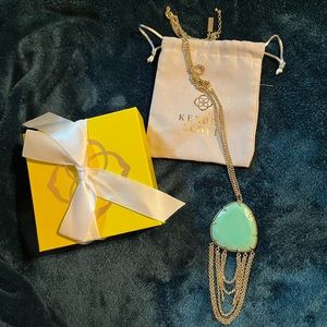 Kendra Scott necklace gold / turquoise. Chain is 32 in long.